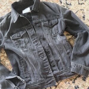 Old Navy Black Distressed Denim Jacket Size Small | Classic Fitted Jean Jacket